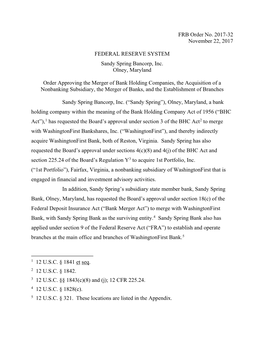 Order Approving the Merger of Bank Holding Companies, the Acquisition of a Nonbanking Subsidiary, the Merger of Banks, and the Establishment of Branches