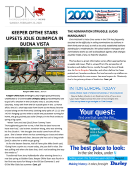 Keeper Ofthe Stars Upsets Jolie Olimpica in Buena Vista