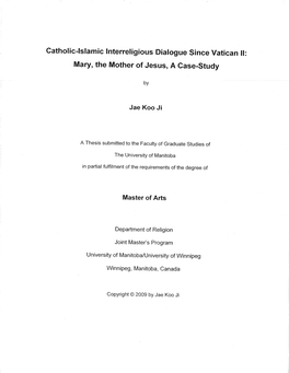 Catholic-Lslamic Lnterreligious Dialogue Since Vatican Ll: M