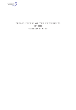 Public Papers of the Presidents of the United States