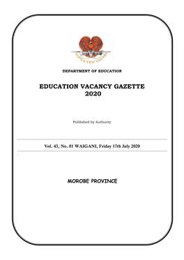 Education Vacancy Gazette 2020