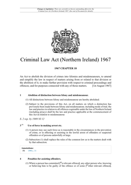 Criminal Law Act (Northern Ireland) 1967