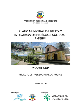 Plano Municipal De Gestão Integrada De Resíduos Sólidos - Pmgirs