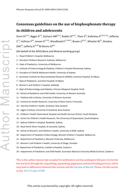 Consensus Guidelines on the Use of Bisphosphonate