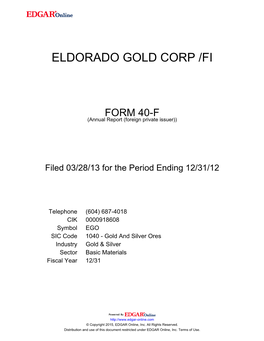 Eldorado Gold Corp /Fi