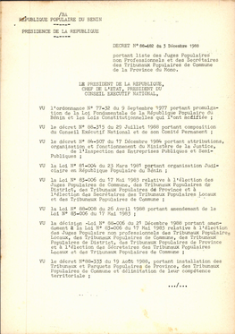 ' Loi No 85-006 Du 17 Mal 1985 Relative À Ltélection Territoriale ; Rp