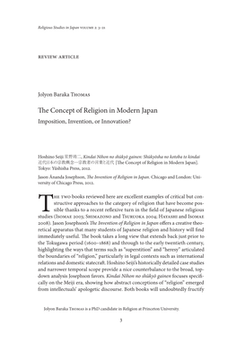 The Concept of Religion in Modern Japan Imposition, Invention, Or Innovation?