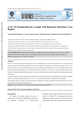 A 15;15 Translocation in a Couple with Repeated Abortions: Case Report