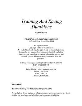 Training and Racing Duathlons