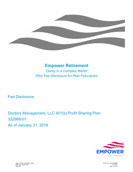 Empower Retirement Clarity in a Complex World: Plan Fee Disclosure for Plan Fiduciaries