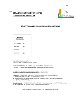 Département Des Deux-Sèvres Commune De Thénezay