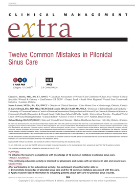 Twelve Common Mistakes in Pilonidal Sinus Care (ASWC)