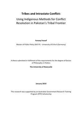 Tribes and Intrastate Conflict: Using Indigenous Methods for Conflict Resolution in Pakistan’S Tribal Frontier