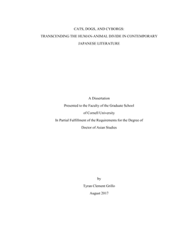 Cats, Dogs, and Cyborgs: Transcending the Human-Animal Divide in Contemporary Japanese Literature