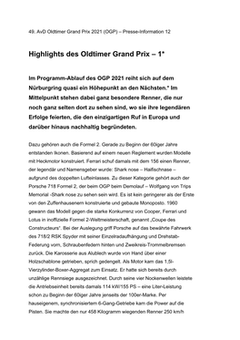 Highlights Des Oldtimer Grand Prix – 1*