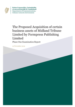 The Proposed Acquisition of Certain Business Assets of Midland Tribune Limited by Formpress Publishing Limited Phase One Examination Report