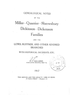 Miller—Quarrier—Shrewsbury Dickinson—Dickenson Families