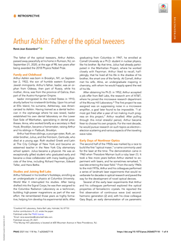 Arthur Ashkin: Father of the Optical Tweezers RETROSPECTIVE