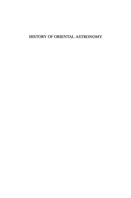History of Oriental Astronomy Astrophysics and Space Science Library