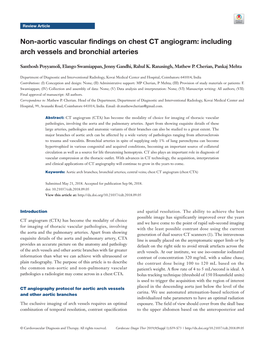 Non-Aortic Vascular Findings on Chest CT Angiogram: Including Arch Vessels and Bronchial Arteries