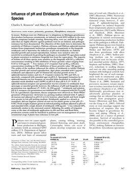 Influence of Ph and Etridiazole on Pythium Species