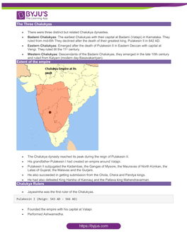 The Three Chalukyas Extent of the Empire Chalukya Rulers
