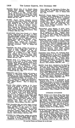 12638 the London Gazette, 16Th December 1969