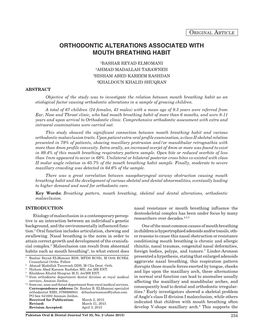 Orthodontic Alterations Associated with Mouth Breathing Habit