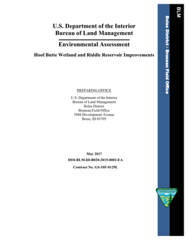 BLM US Department of the Interior Bureau of Land Management