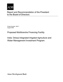 Report and Recommendation of the President to the Board of Directors