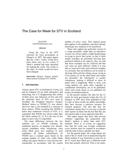 The Case for Meek for STV in Scotland