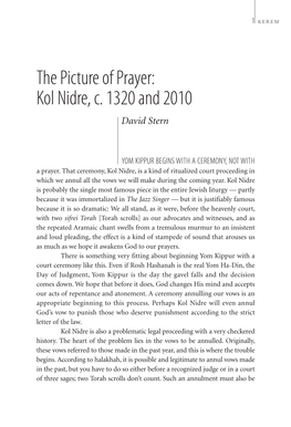 The Picture of Prayer: Kol Nidre, C. 1320 and 2010 David Stern