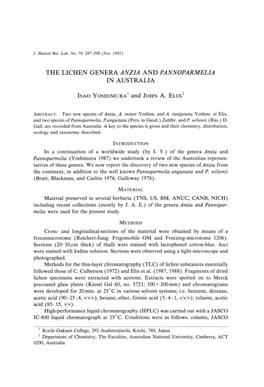 The Lichen Genera Anzia and Pannoparmelia in Australia