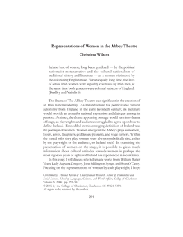 Representations of Women in the Abbey Theatre Christina Wilson