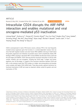 Intracellular CD24 Disrupts the ARF&Ndash