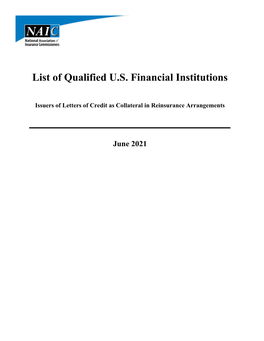 List of Qualified U.S. Financial Institutions