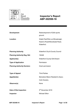 Inspector's Report ABP-302598-18