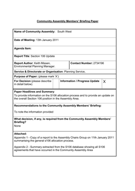 New Open Space Section 106 Agreements Need to Be Considered By