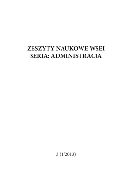 Zeszyty Naukowe Wsei Seria: Administracja