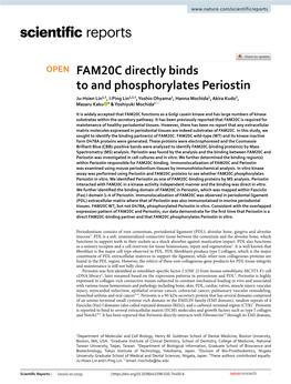 FAM20C Directly Binds to and Phosphorylates Periostin