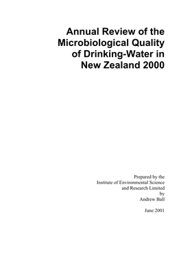 Annual Review of the Microbiological Quality of Drinking-Water in New Zealand 2000