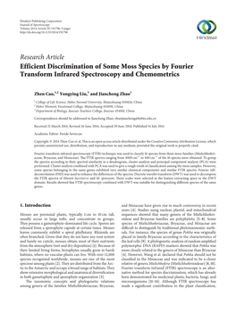 Efficient Discrimination of Some Moss Species by Fourier Transform Infrared Spectroscopy and Chemometrics