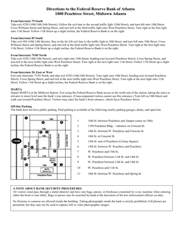 Directions to Parking Near the Federal Reserve Bank of Atlanta