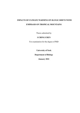 Impacts of Climate Warming on Range Shifts With