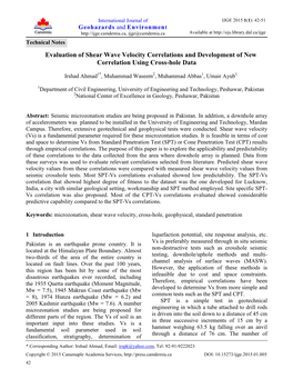 Evaluation of Shear Wave Velocity Correlations and Development of New Correlation Using Cross-Hole Data