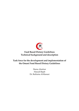 Food Based Dietary Guidelines Technical Background and Description