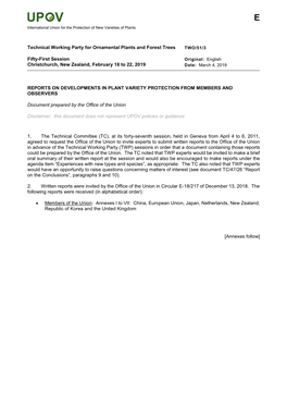 Technical Working Party for Ornamental Plants and Forest Trees TWO/51/3