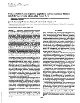 Somatostatin: an Endogenous Peptide in the Toad Urinary Bladder Inhibits