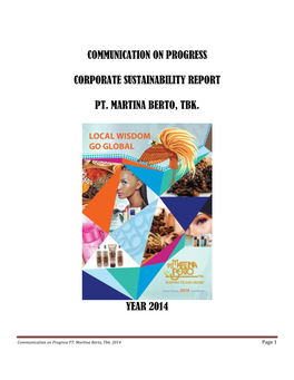 Communication on Progress Corporate Sustainability Report Pt. Martina