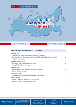 Russian Analytical Digest No 135: Russia and Right-Wing Extremism